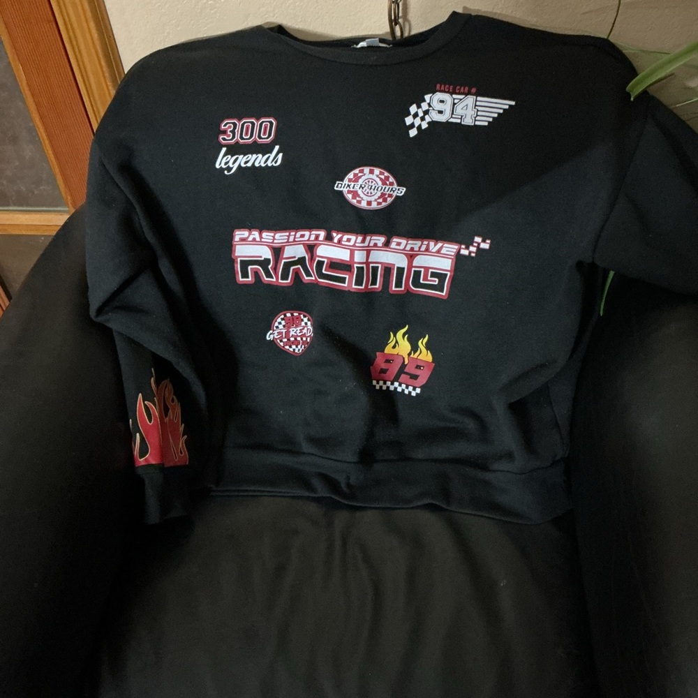 Kids Racing Graphic Black Sweatshirt